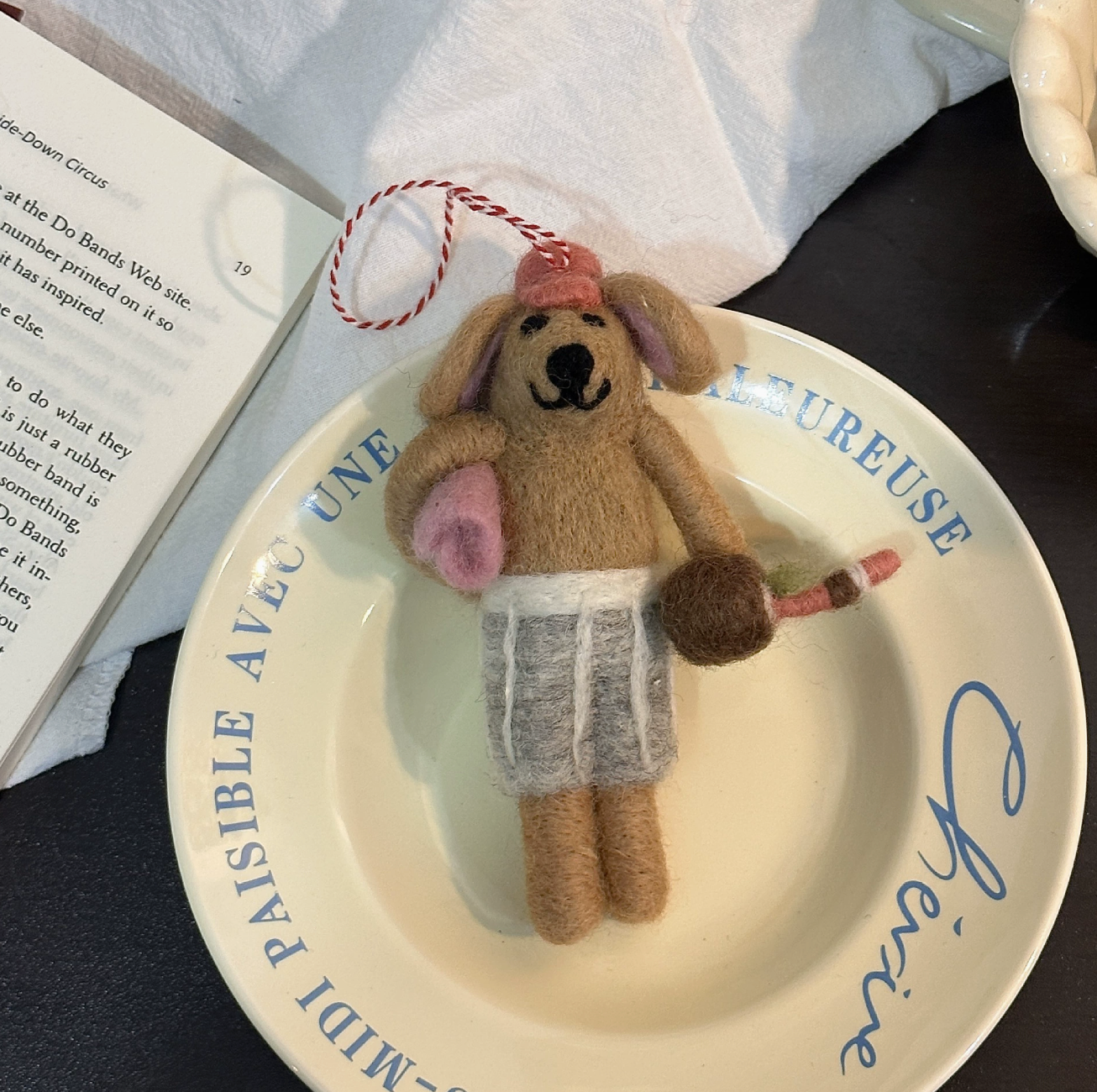 Bathing Puppy Wool Felt Pendant – Handmade by NeedleFeltingWool