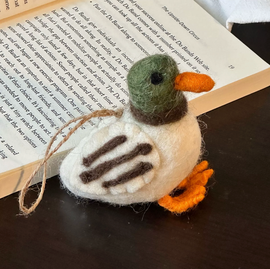 Adorable Duck "Go Duck!" Wool Felt Pendant – Handmade by NeedleFeltingWool