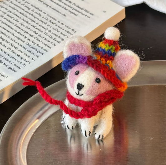 Blushing Puppy Wool Felt Pendant – Handmade by NeedleFeltingWool